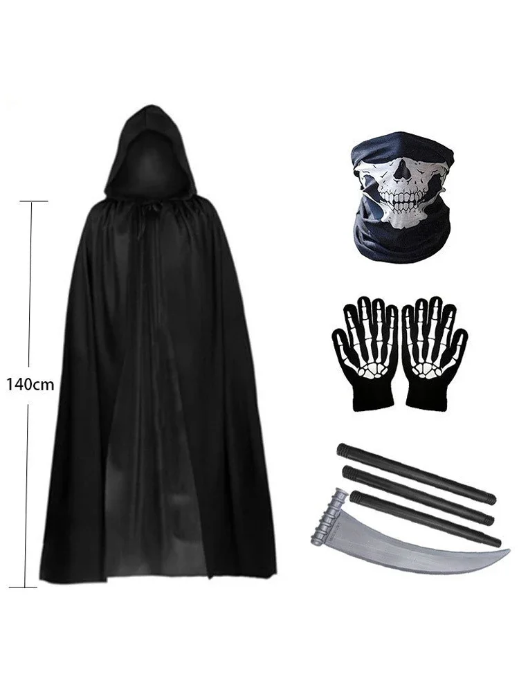 الكبار الاطفال هالوين شيطان أشباح فستان مُصمم حسب الطلب حفلة رجل إمرأة أسود الصراخ الموت شيطان قاتمة ريبر تأثيري الملابس Ecoparty