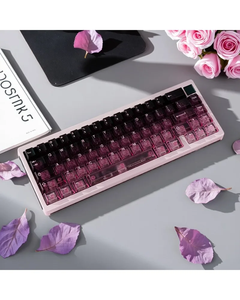 Keycap translucent original height key workshop pc high transparency fog transparent gradual change color bean paste color red