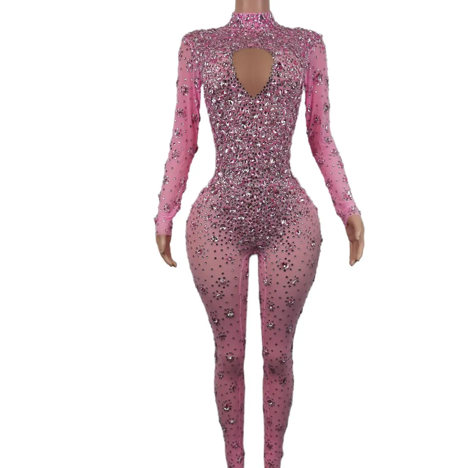 

Sexy Women's Elegant Shining Rhinestone Jumpsuit Stage Costume Birthday Gala Nightclub prom Luxury Photo Shoot Cuicanchangku