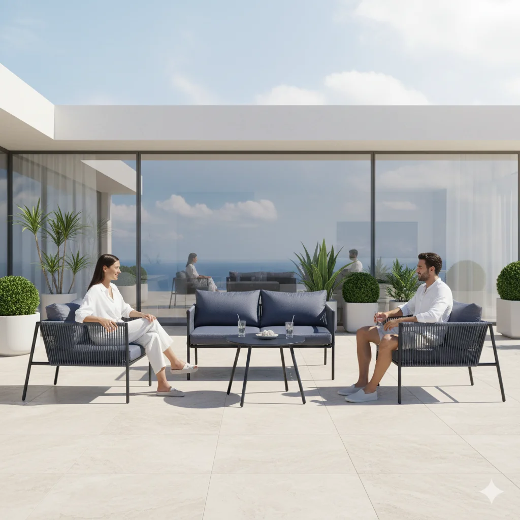 Outdoor rattan sofa set, steel frame eco-friendly wicker garden garden furniture