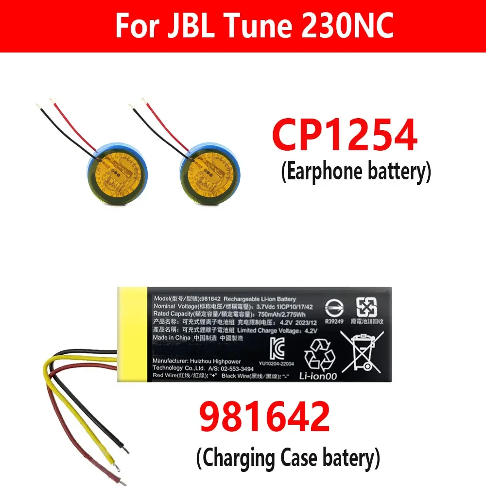 

brand new battery 3.85V 72mAh F1254 750mAh 981642 Battery For JBL TUNE 230NC Earbuds Gaming TWS Airpods Handsfree Earphone