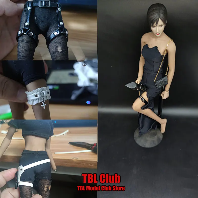 Trendy estilo punk perna anéis de couro, soldado feminino, cinto modelo acessórios para bonecas de 12 "figura de ação, escala 1:6, Em Stock