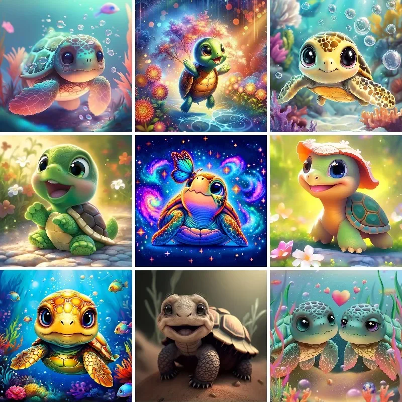 

Diamond Painting Kit, Cartoon Animal Turtle, Sticking Diamond Embroidery, Tortoise ,Handmade DIY Mosaic Home Decoration