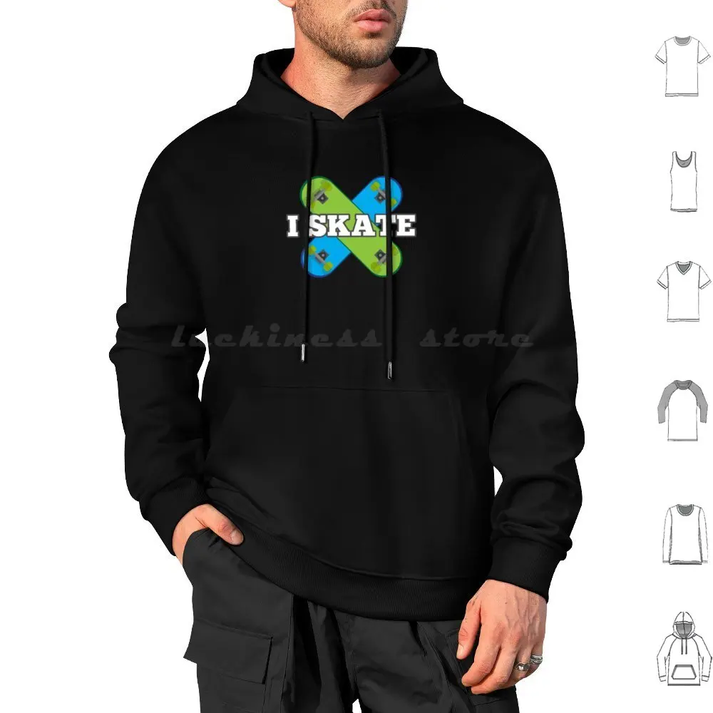 I Skate-Teen Skateboarding Silhouette T-Shirt Hoodies Long Sleeve Tick Tack Skateboarding Skateboard Skate Skating