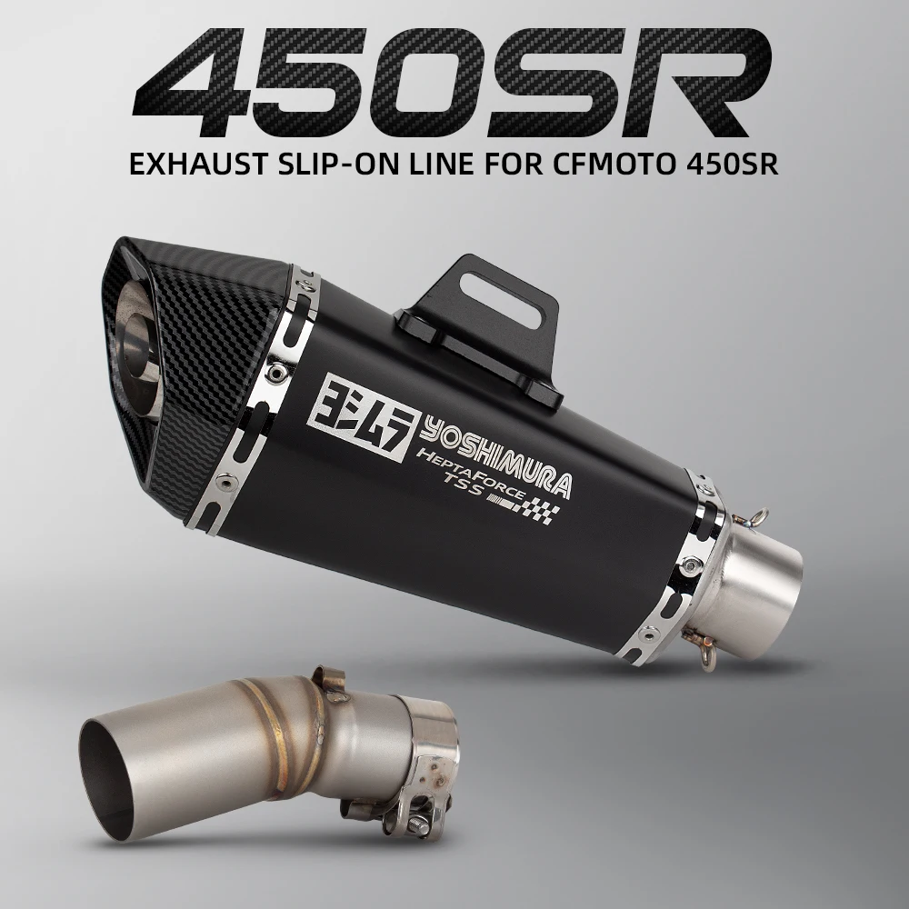 

Motorcycle Exhaust Systems Stainless Escape Middle Link Pipe with Section Muffler Slip On For CFMOTO 450SR 2022 2023