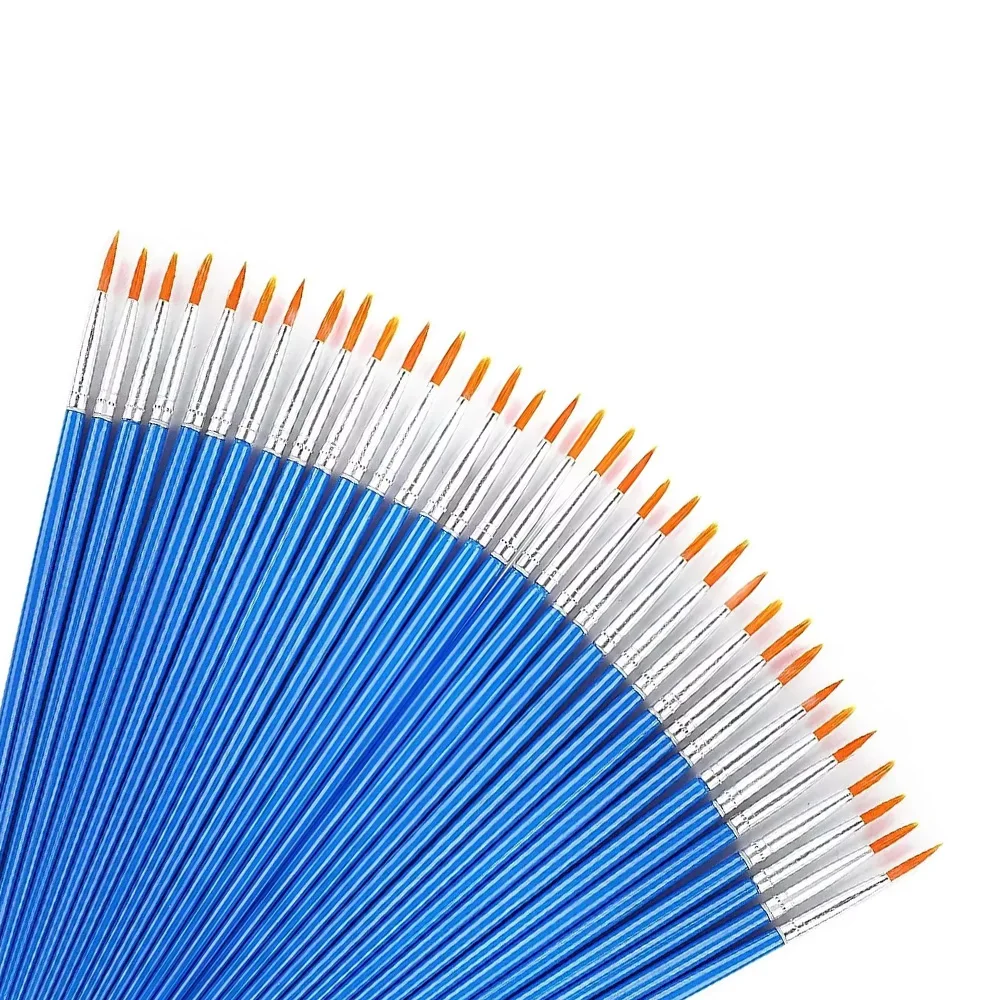 

50Pcs Painting Brushes Set Art Round Flat Hair Nylon Hair Paint Brush for Oil Acrylic Watercolor Kids/Artists/Beginners/Students