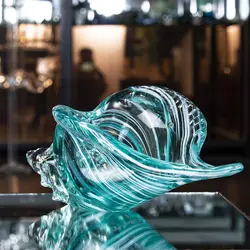 Hand Blown Glass Conch Seashell Figurine Home Decor Art Glass Sculpture of Conch Modern Beautiful Decor Crafts