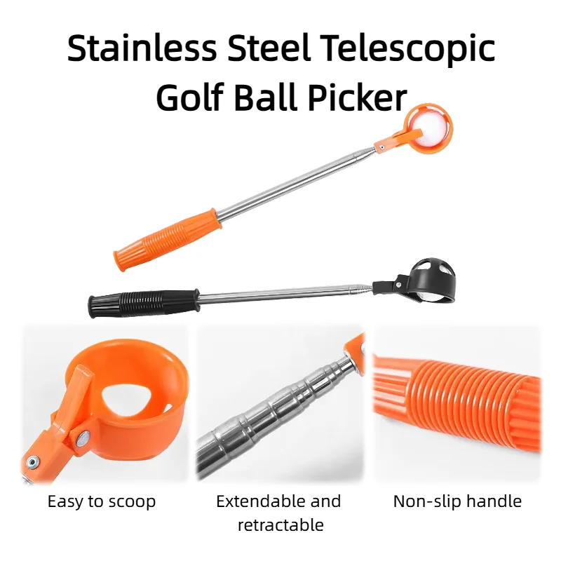 

8 Sections Golf Ball Retriever Stainless Steel Telescopic Golf Ball Picker Upper Golf Training Aids High Quality Portable Tools
