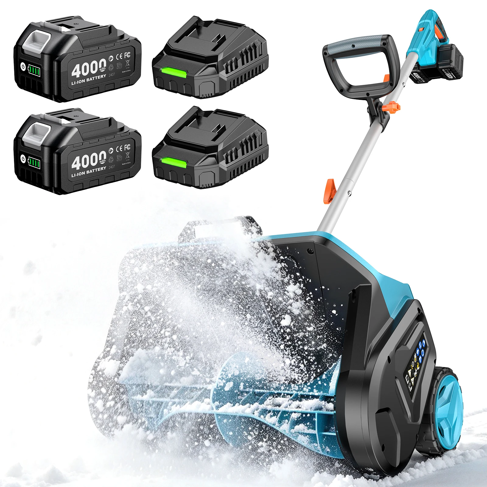 SEESII 16.5'' 40V Electric Snow Blower Cordless Battery Powered Snow Shovel Snow Thrower Machine 9 inch Clearing Depth for Driveway Sidewalk Snow Removal Tools for Makita 18V Battery Pin