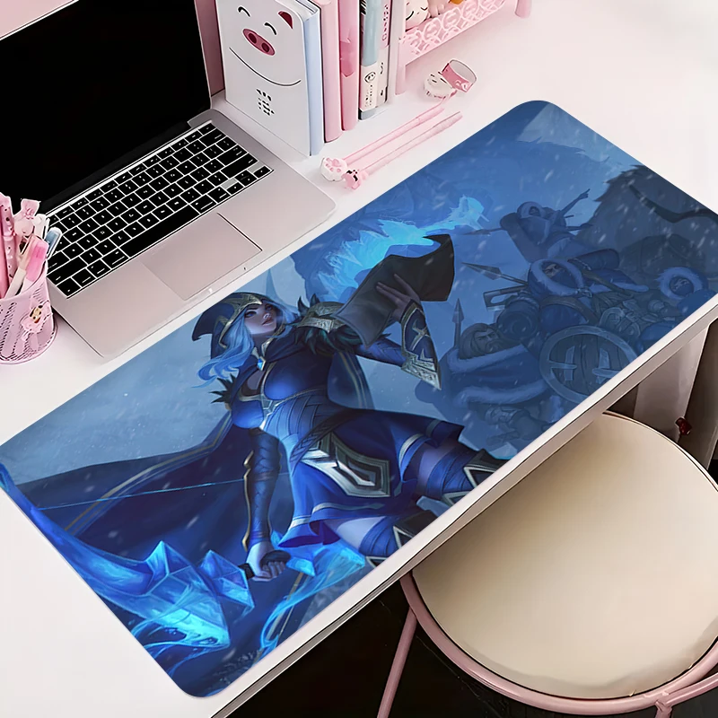 

Mouse Pad Office PC Accessories Keyboard Mat Anime Pattern Anti-slip Rubber HD Mousepad L-league Of Legends Ashe Gamer Desk Mat