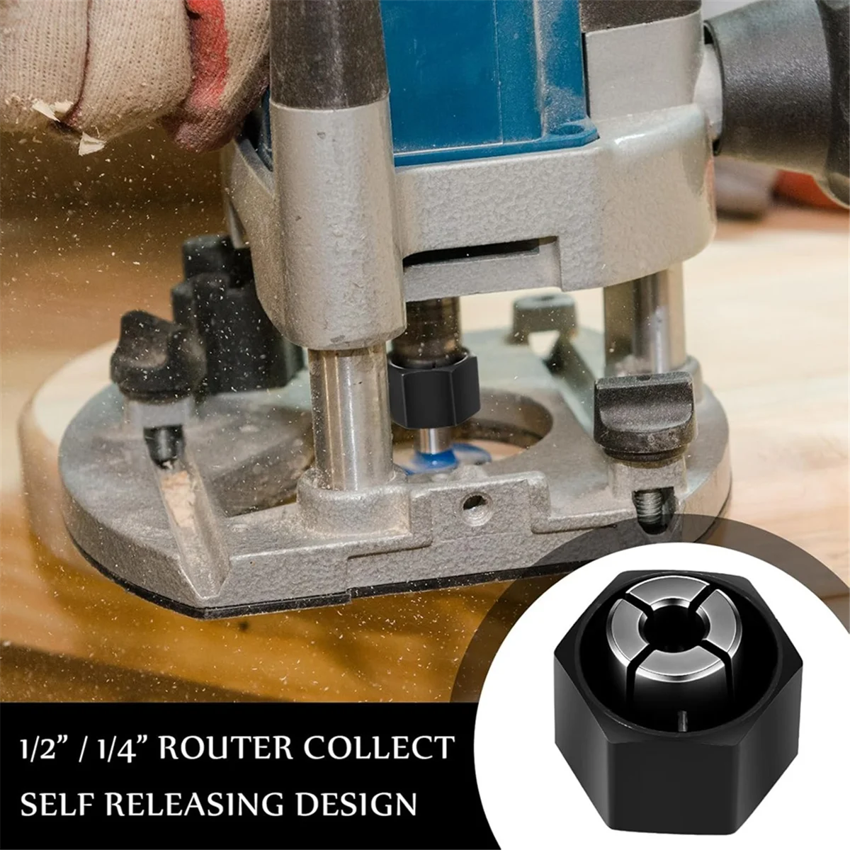 

A002 2Pcs Router Collet Kit Replacement 1/4in and 1/2in Compatible Dw621 Dw618 Dw622 Dw626 and 1613,1617,1618 Series Routers