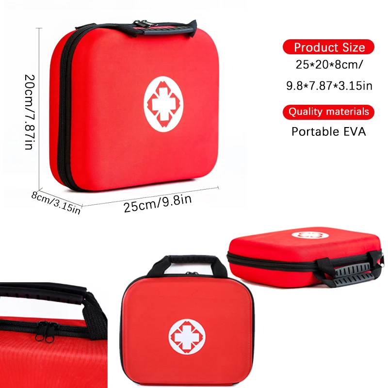 249 Piece Portable Red First Aid Kit, Multipurpose Survival Bag, Emergency Set Outdoor Gear for Hiking Car Home