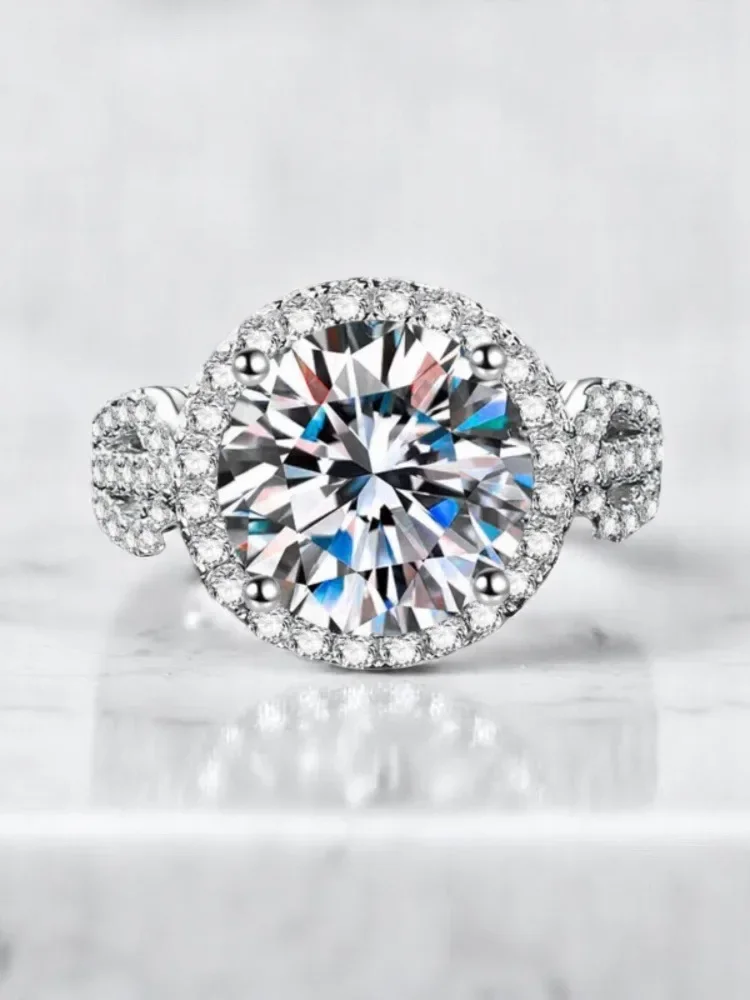 

Fashion 925 sterling silver moissanite ring VVS1 5-carat elegant and elegant high end engagement gift fine jewelry with certifi