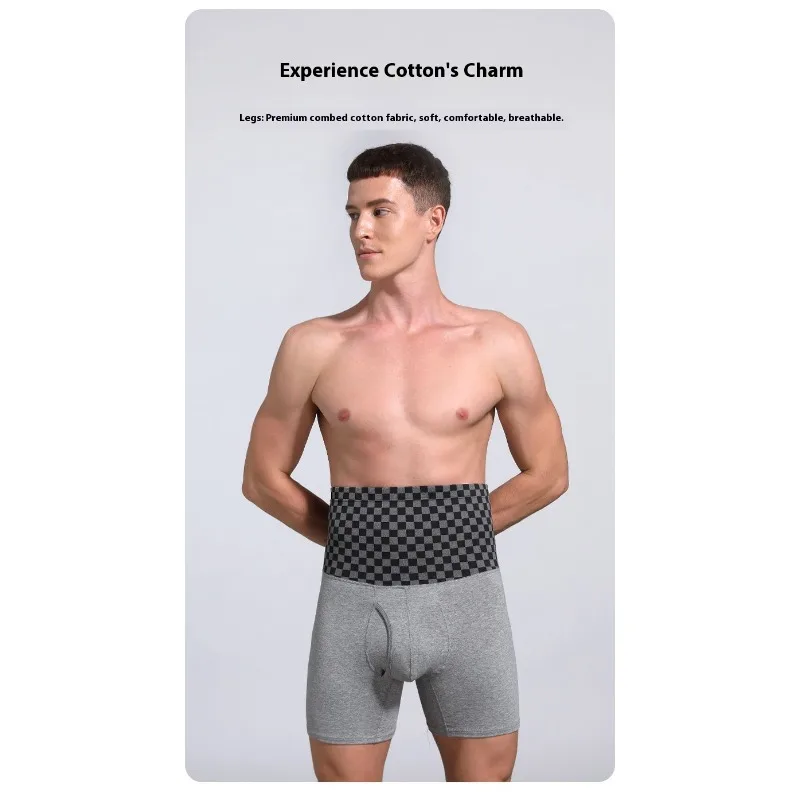 الرجال الحرارية القطن الملاكم ملخصات حزام الخصر دعم عالية الخصر تمديد طول مكافحة الغضب شتاء دافئ الملابس الداخلية الرياضية الراحة