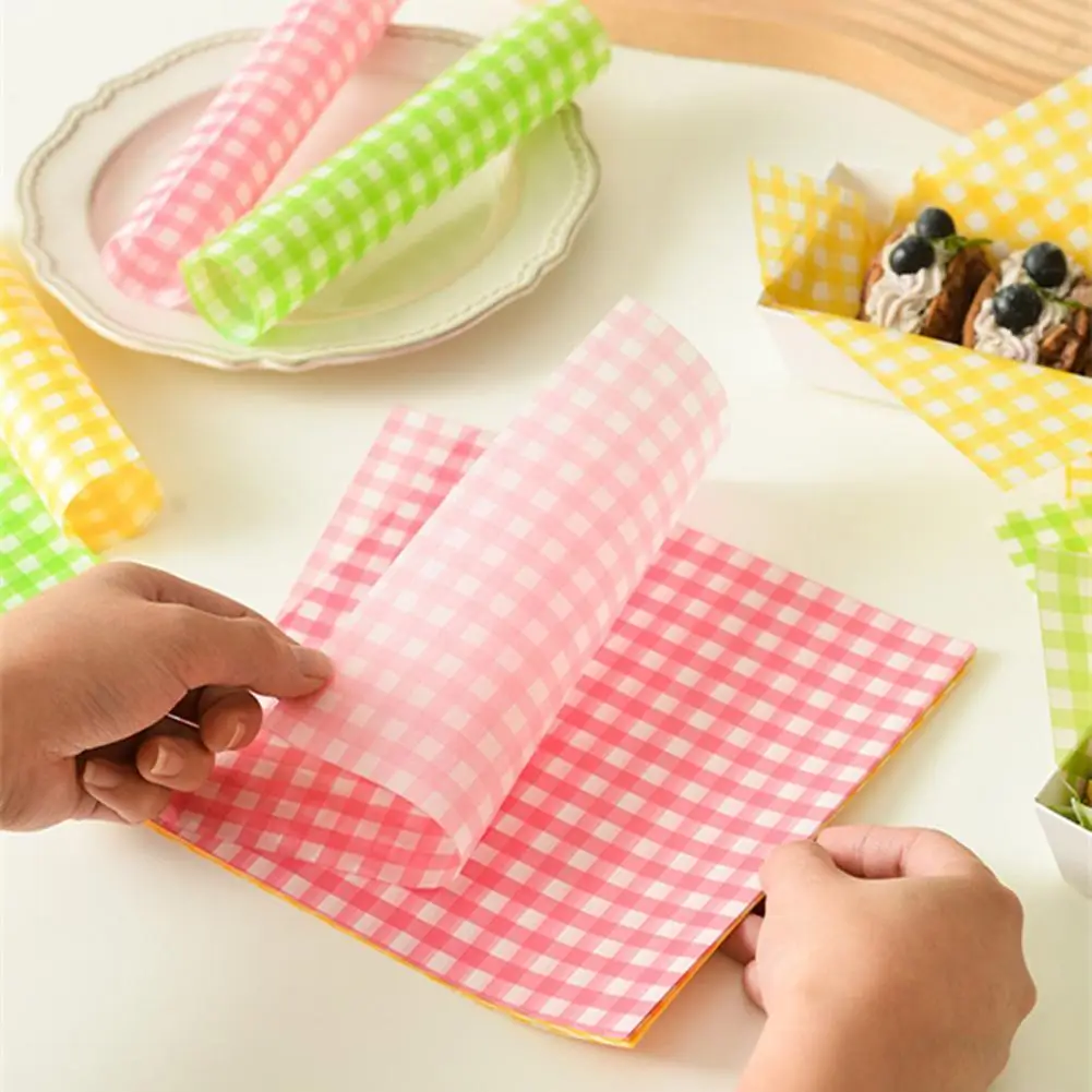 240Pcs Sandwich Wrapper Plaid Wax Paper Checkered Greaseproof Paper Liner Fried Cooked Burger Wrapping Paper Basket Liner