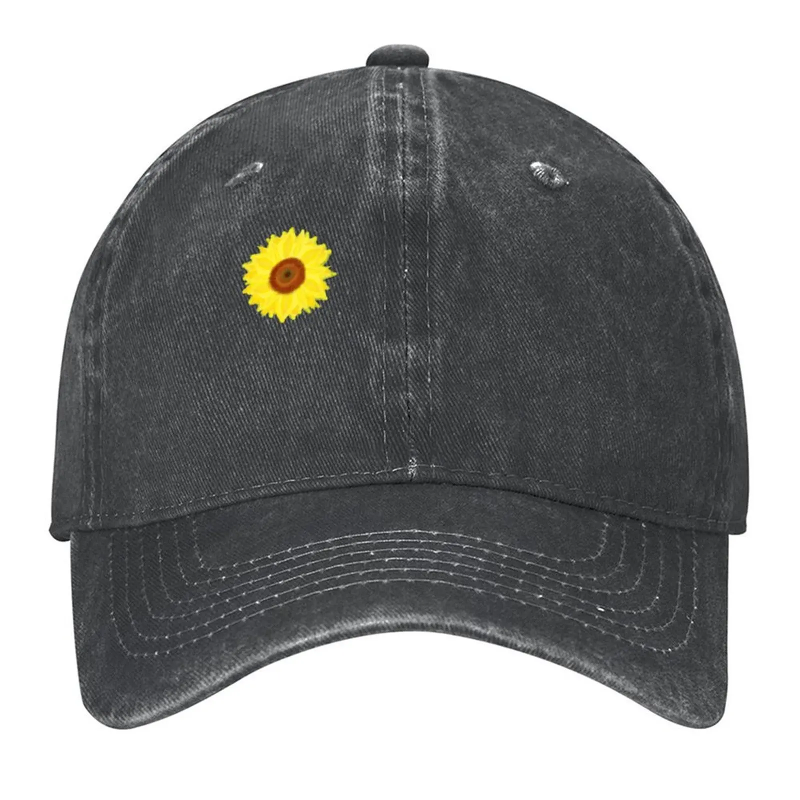 

Sunny Side Sunflower (Black Background) Baseball Cap luxury caps beach hat Horse Hat Christmas Hat Men's Hats Women's