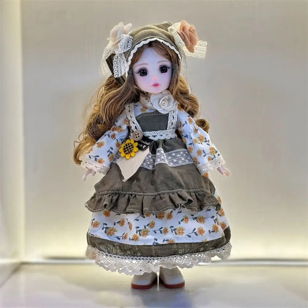 30cm Retro Style Doll Clothes 1/6 BJD Doll Fashion Outfit Set Pretty Dress Hat Elegant Doll Accessories Gift No Dolls No Shoes