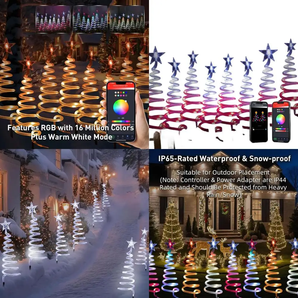 

Multicolor LED Spiral Christmas Path Lights with App & Remote, Waterproof Outdoor Decorations for Yard Walkways