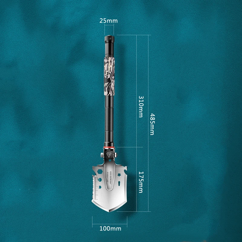 Pá de engenheiro tático ao ar livre, Equipamento multifuncional, Aço manganês, Camping Tool