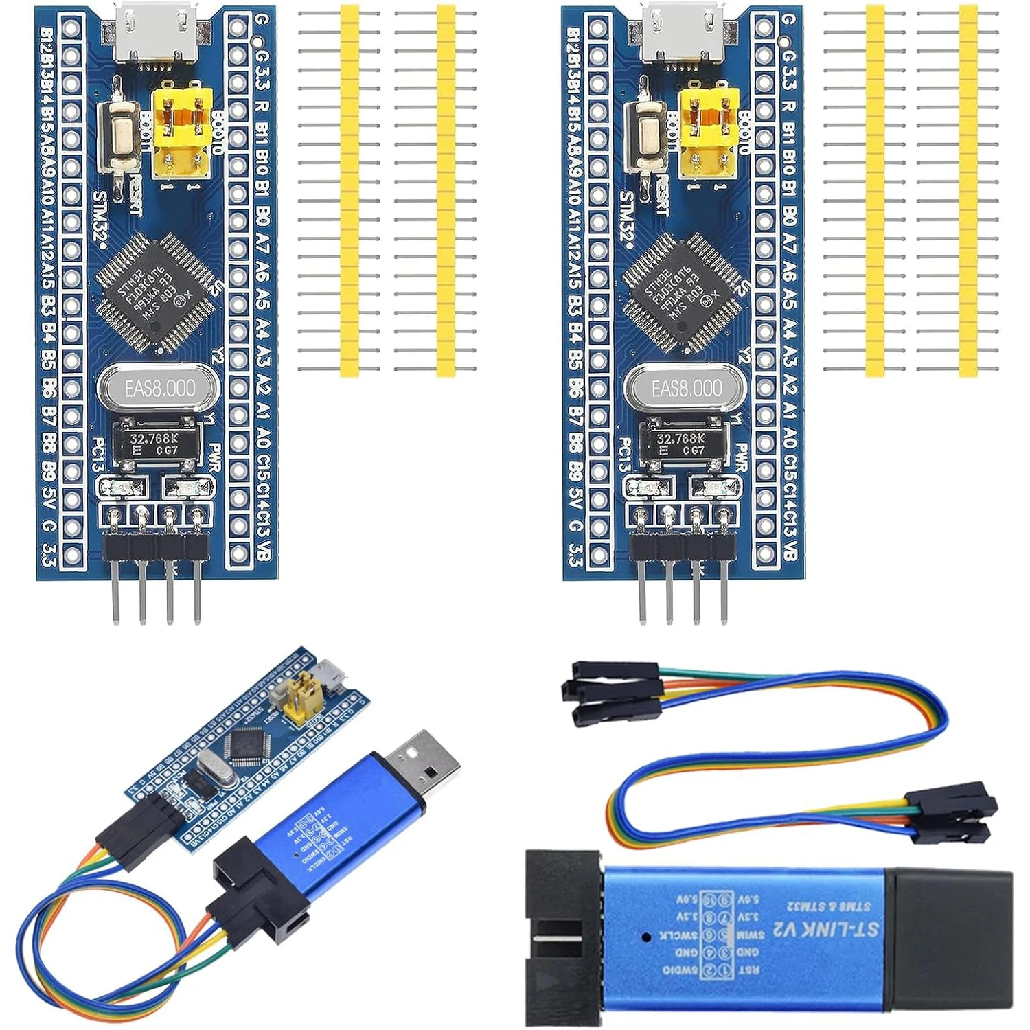 2PCS STM32F103C8T6 ARM STM32 Minimum System Development Board STM32F103C8T6 Core Learning Board + 1PCS ST-Link V2 Emulator Downl