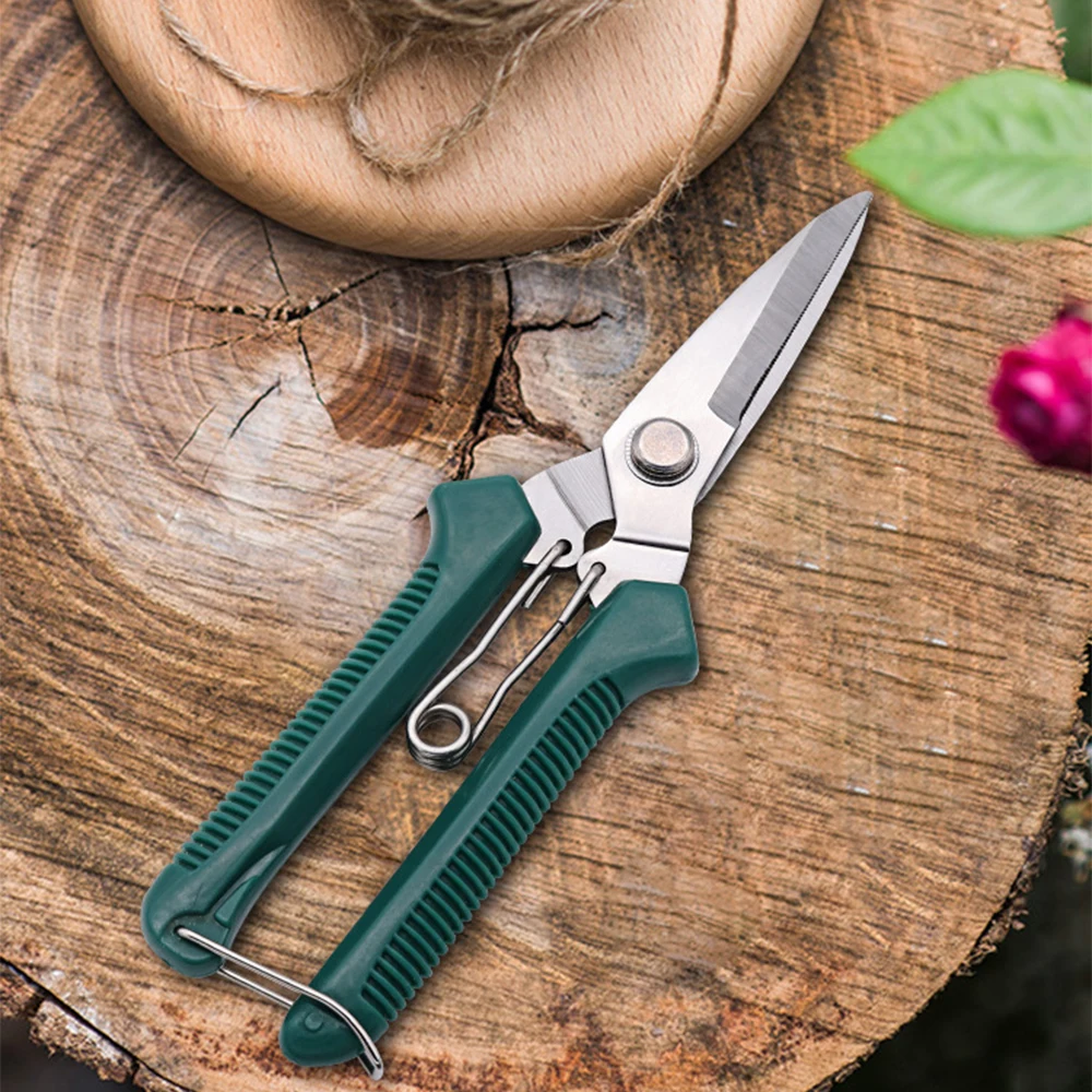 Tijeras de podar de cabeza recta, mango antideslizante, herramientas manuales de acero inoxidable, tijeras de jardín para bonsái domésticos, tijeras de podar