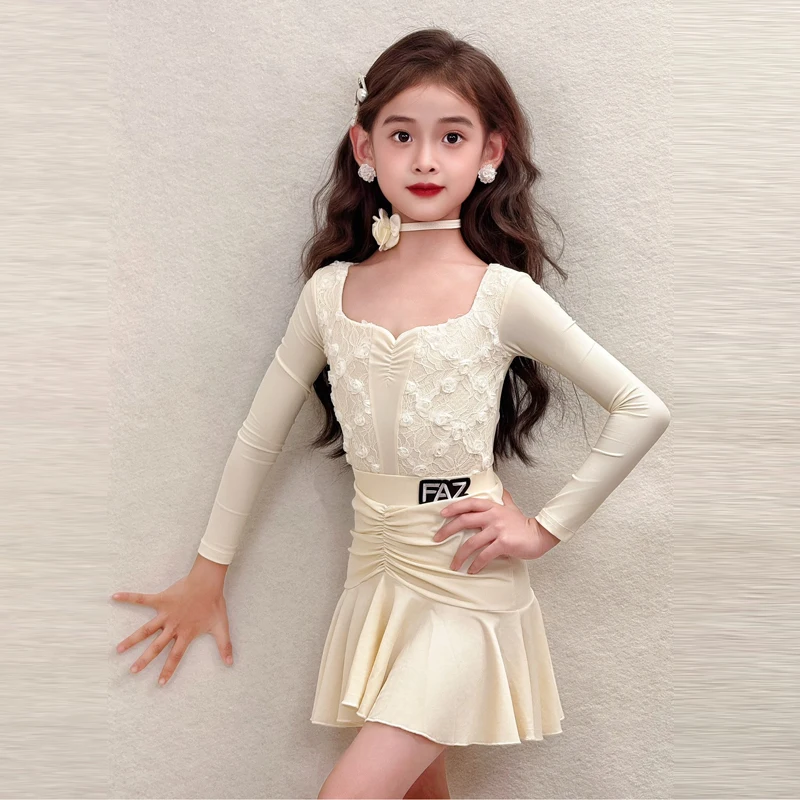 Children's Latin Dance Performance Dance Training Suit for Girls and Children's Dance Practice Performance Costume