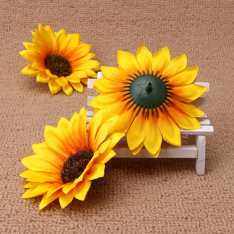 10 قطعة الاصطناعي عباد الشمس زهرة رئيس وهمية أقحوان محاكاة النبات الزفاف ديكو قبعة اكسسوارات فندق ديكور المنزل الطرف #3