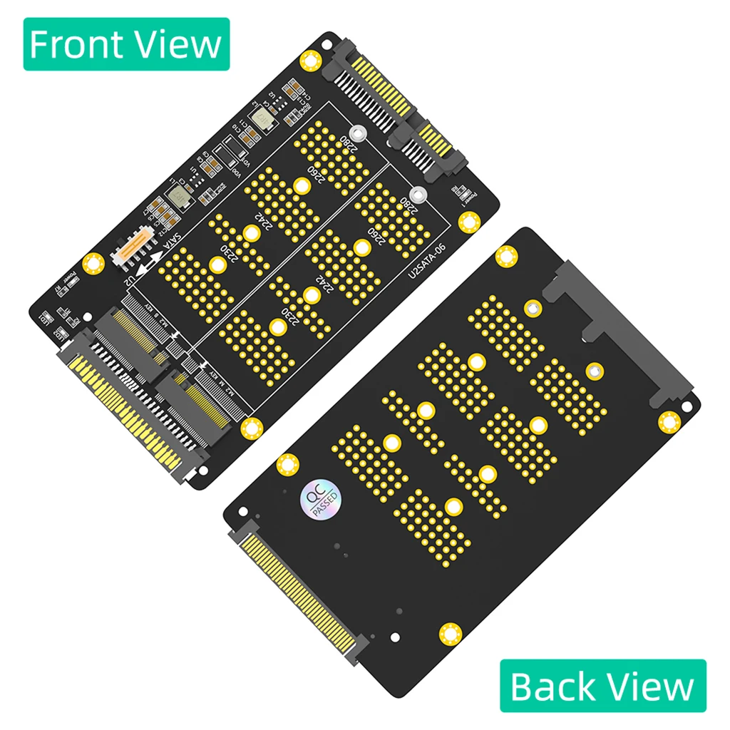 2-in-1 M2 SSD-Adapter M.2 NVME M Key zu U.2 SFF-8639 M.2 SATA B Key zu SATA 2.0 2,5-Zoll-Konverter für 2230 2242 2260 2280 M2 SSD – Detail 4