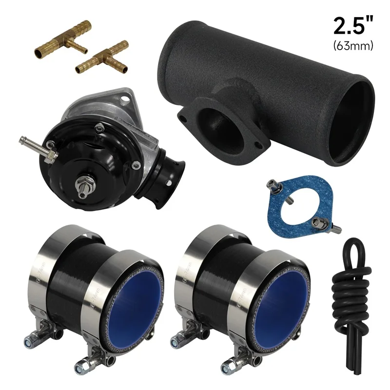 

10PSI Blow Off Valve BOV +Type RS 2.5'' 63mm Flange Pipe Adapter Silicone Hose Kit