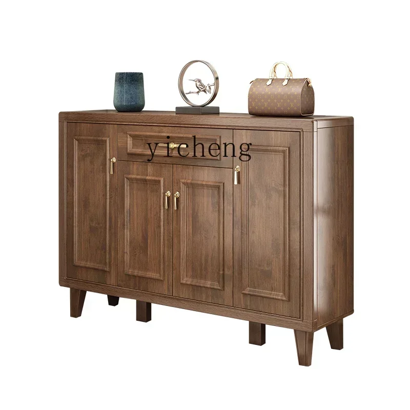 ZC shoe cabinet household door solid wood frame new Chinese entrance entrance large-capacity storage storage foyer cabinet