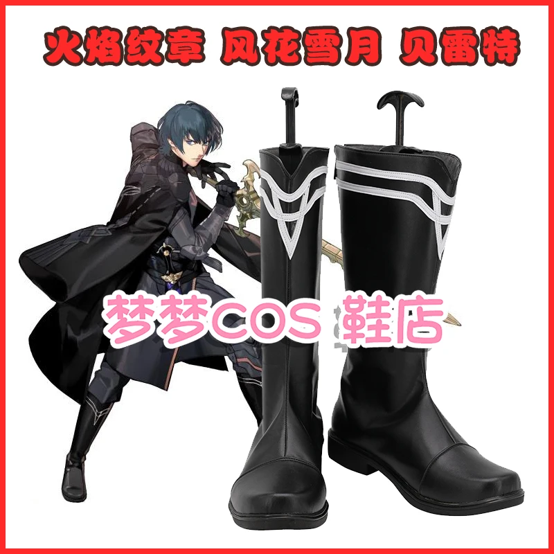 

Fire Emblem: ThreeHouses Byleth Cosplay Shoes Boots Halloween Carnival Party Black Boots Custom Made
