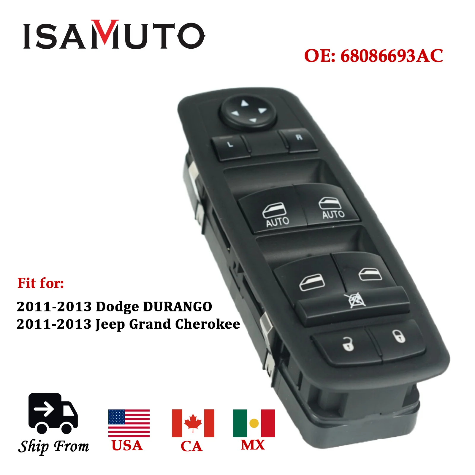 

Car Power Window Master Control Switch 68086693AC For Jeep Grand Cherokee Dodge Durango 2011-2013 ISAMUTO Car Accessories