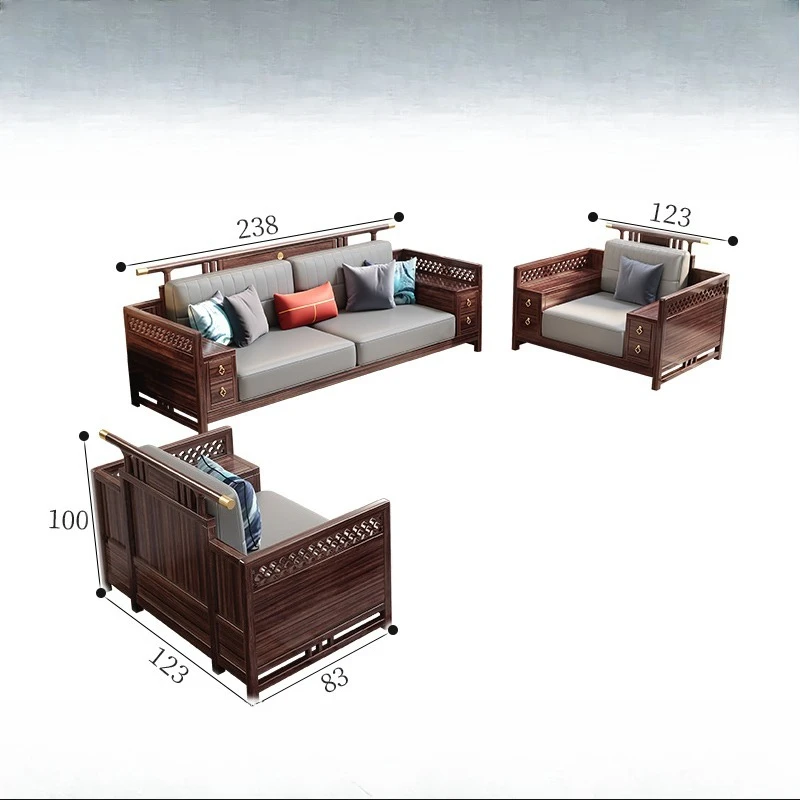 

Customizable New Chinese Ebony Sofa