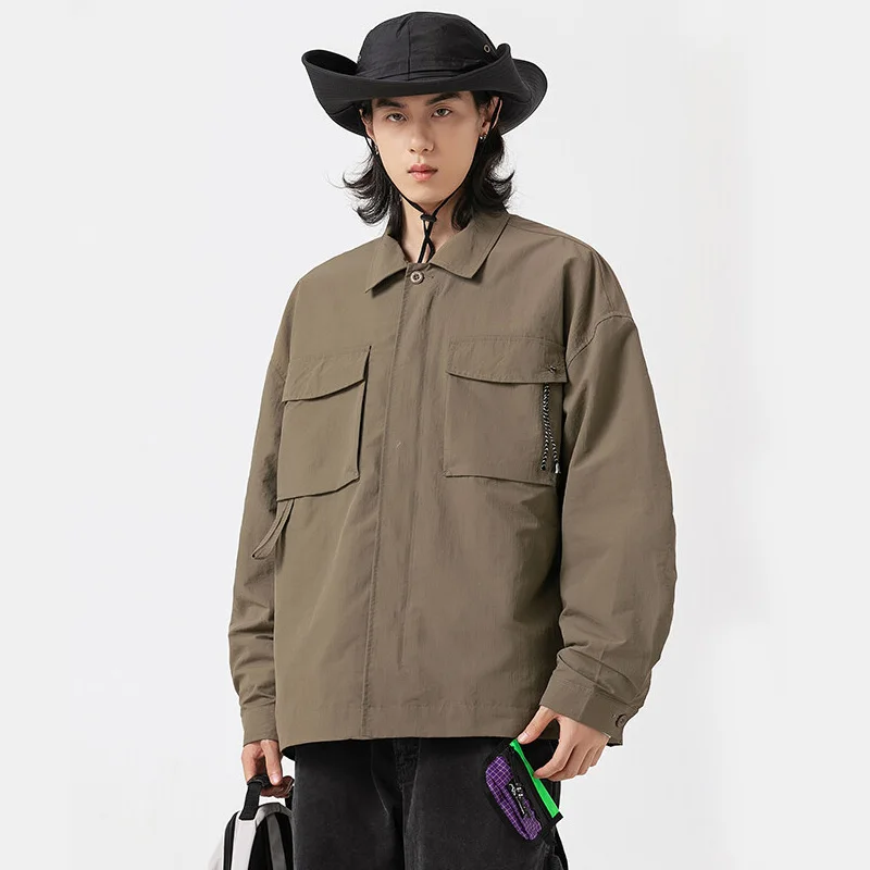 

Men's Outdoor Windproof Waterproof Loose Casual Tack Techwear Mountain Cargo Jacket Women Streetwear Bomber Coat Jacket for Men
