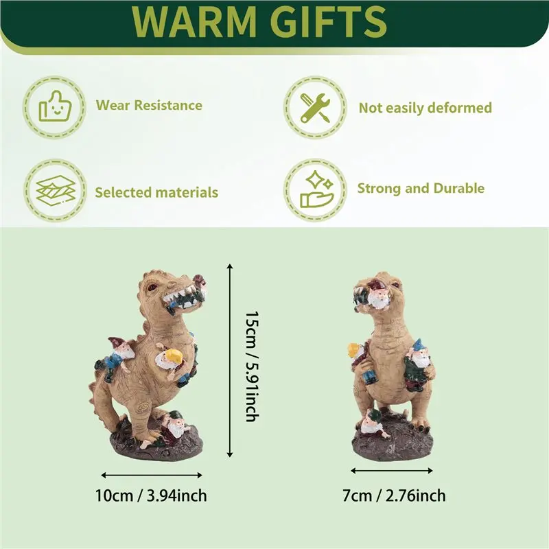 AB11-Dinosaur Gnomes Garden Statues Outdoor Decor Birthday Gifts For Mom Gifts , Patio Dinosaur Eating Gnomes Sculptures Durable