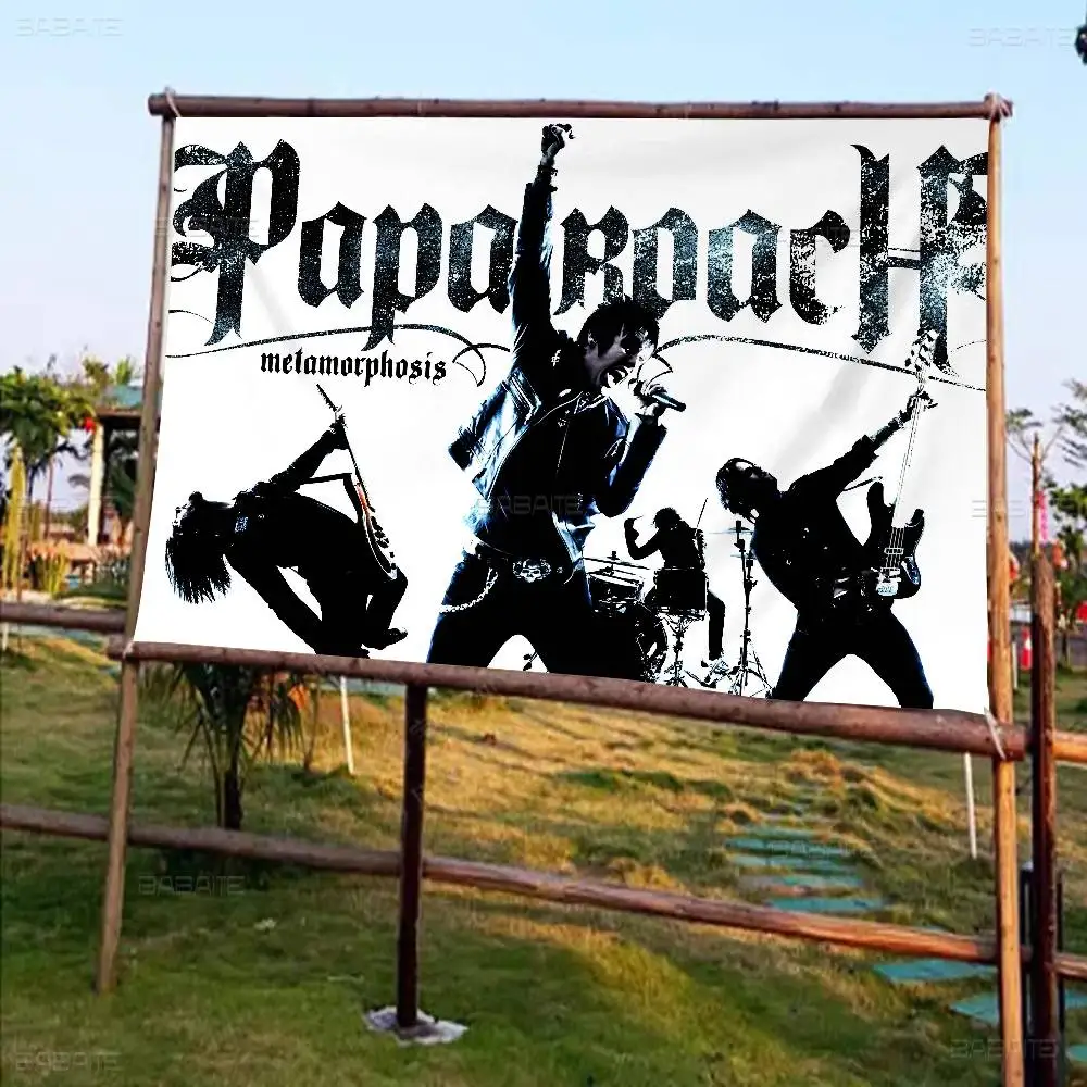 Rock-P-Papa R-Roach Band Banner Art Printing Japanese Wall Flag Anime Wall Hanging Home Decor