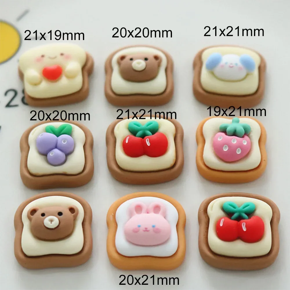 10PCS Kawaii Bread Series Flat Back Resin Cabochons For Hairpin Scrapbooking DIY Jewelry Craft Decoration Accessories