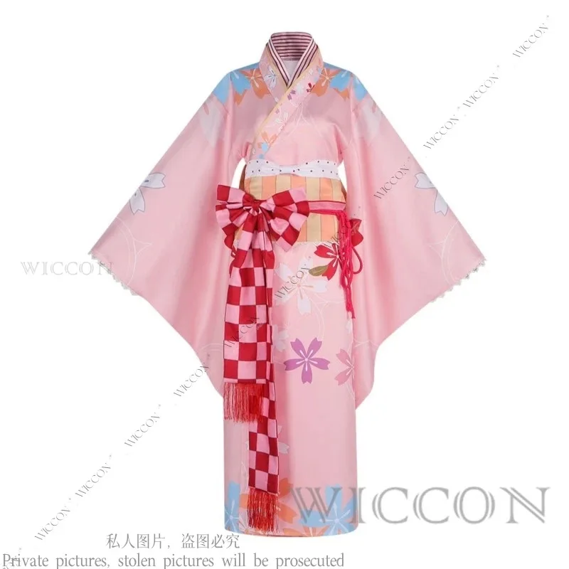

qq023Kaname Akemi Homura Anime Puella Magi Madoka Magica Cosplay Costume Wig Kimono Cute Pink Printed Woman Adult