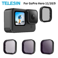 TELESIN ND8 ND16 ND32 CPL juego de filtros de lente marco de aleación de aluminio para GoPro 12 GoPro Hero 11 10 9 cámara de acción negra lente ND CPL