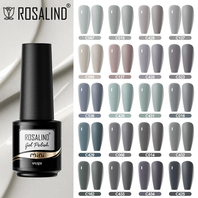 ROSALIND-esmalte en Gel semipermanente, barniz UV de colores clásicos grises, Esmaltes Led para manicura, Base mate, capa superior, arte de uñas