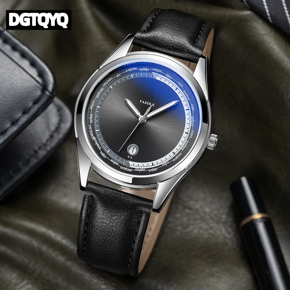 

Men Watch Calendar Night Light Waterproof PU Leather Belt Quartz Watches Business Clock Gift Watches for Man relogios masculino