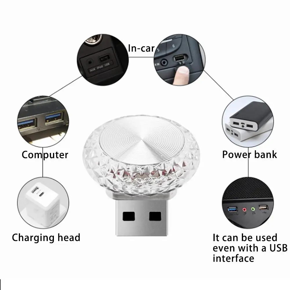 New Car USB Ambient Light Mini LED Atmosphere Lamps Interior Decoration Emergency Lights Car Accessories