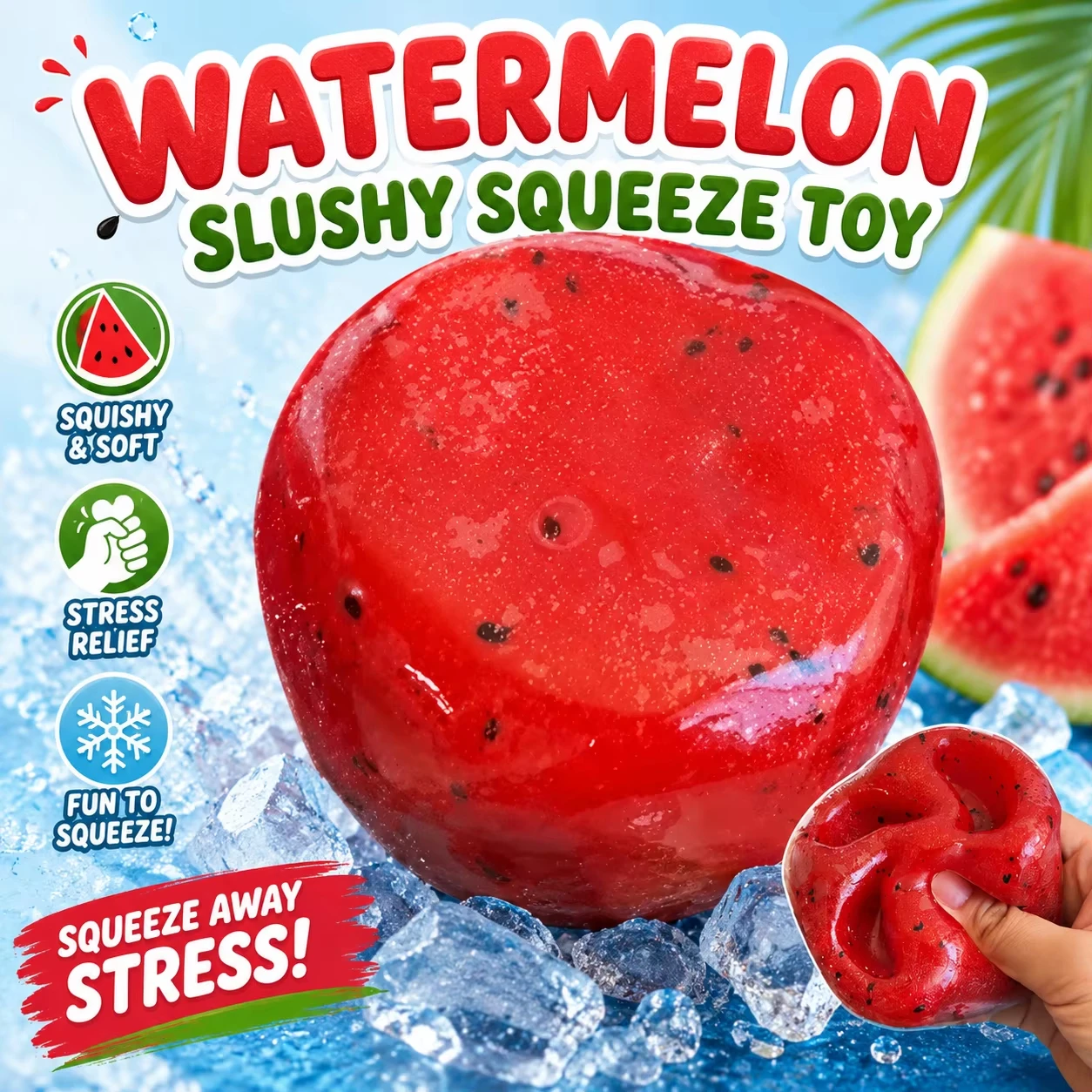 Handmade Watermelon Slushy Squeeze Toy Realistic Soft Fruit Squishy Slow Rebound Stress Relief Toy Novelty Funny Gift
