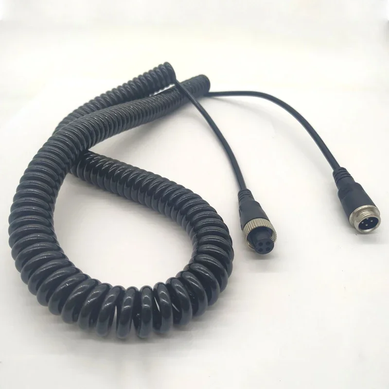 4PIN 5M Spring Cable Telescopic Wire Spiral Stretchable Extension  for Bus Turck Van Lorry RV Monitor DVR TV Camera Connection