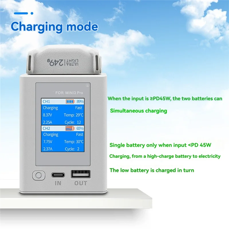 

JABS-2-Way Charging Butler For DJI Mini 4 Pro/3/Mini 3 Pro Intelligent Battery Charger With LED Digital Display Charging Hub