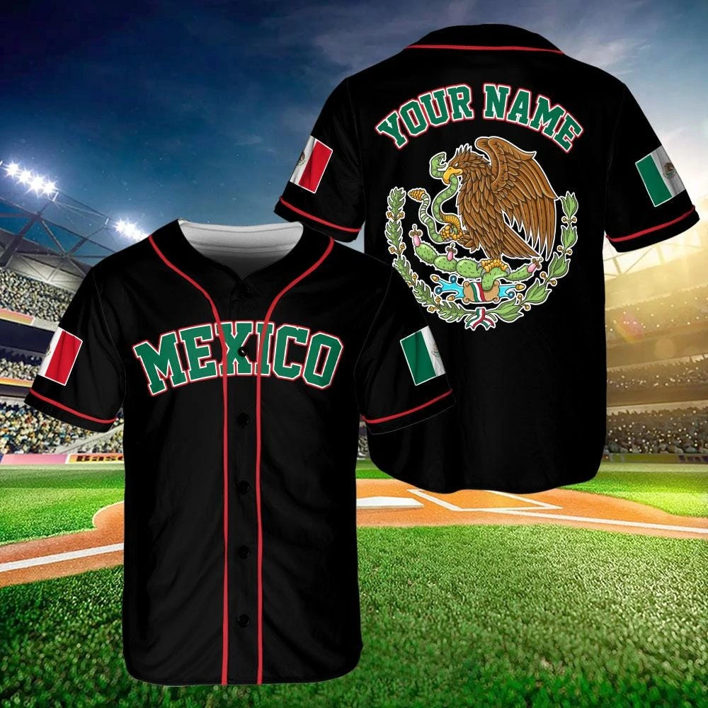Camisa de beisebol personalizada do México, camisa para toda a família, camisa com a bandeira do México, camisa personalizada do time do México para adultos e crianças.