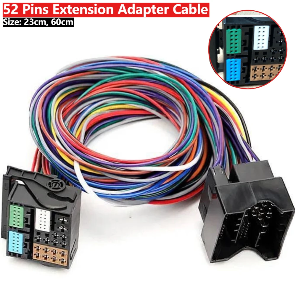 

Кабель-адаптер MQB Quadlock 52 контакта, 23 см/60 см для VW Golf 7, Audi, Jetta 5/6 MK5/MK6, Passat B6