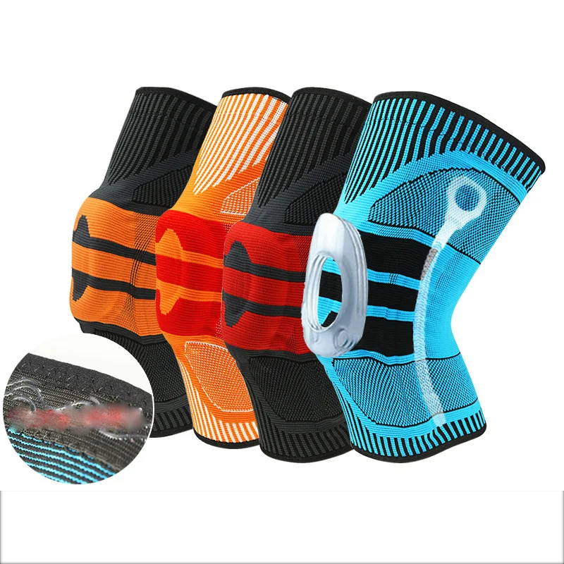 

1 Pcs 3D Weaving Silicone Knee Pads Supports Brace Volleyball Basketball Meniscus Patella Protectors Sports Safety Kneepads