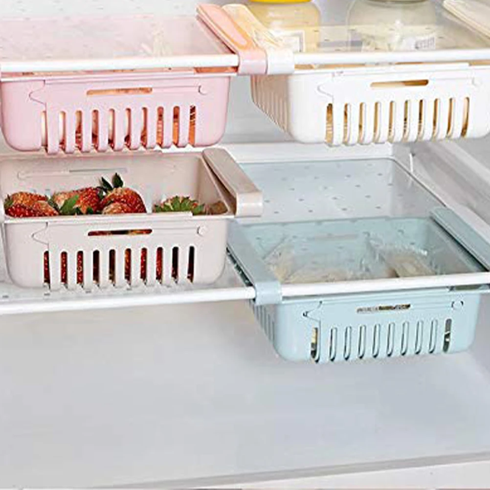 

2pcs Storage Box Eco-Friendly Retractable Fridge Organizer Creative Plastic Container Kitchen Rack Space-Saving Reusable
