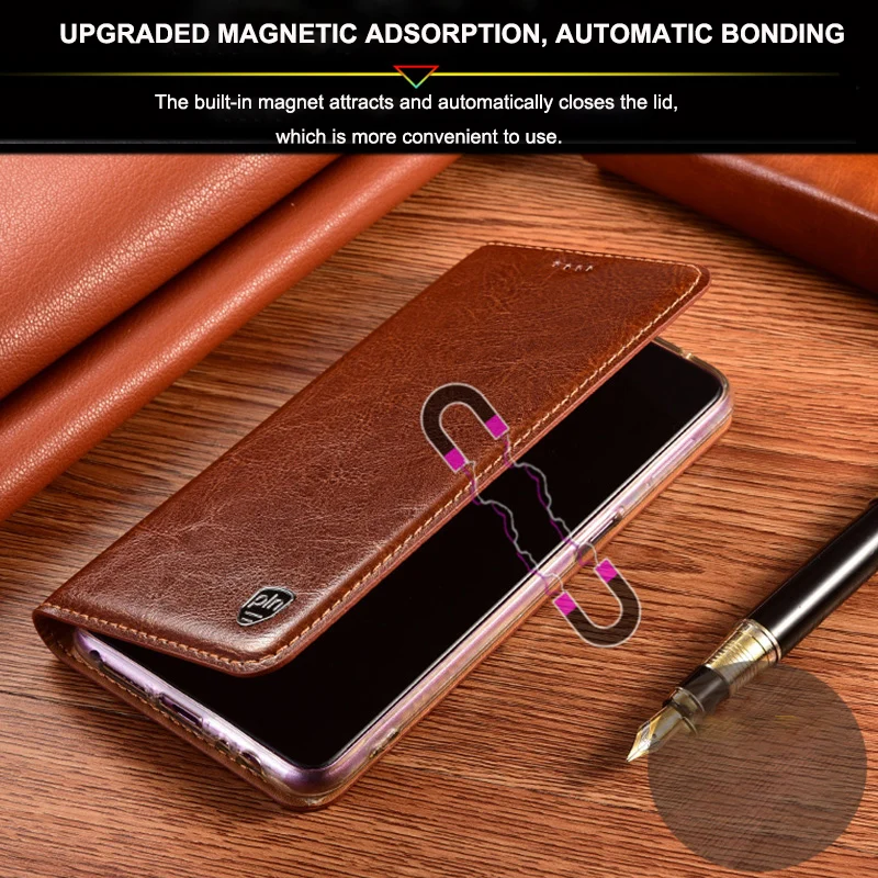 Luxury Cowhide Genuine Leather Case Cover For XiaoMi Redmi 10 Prime 10 10A 10C 10X 11 Pro Power 5G A1 S2 Y2 Y3 Wallet Flip Cover